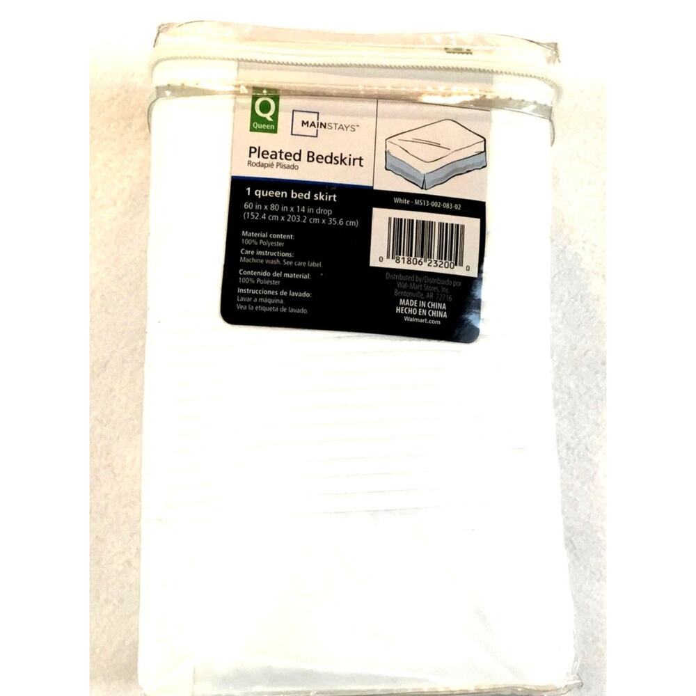 Mainstays Queen Bed Skirt Pleated Bedskirt New in Package